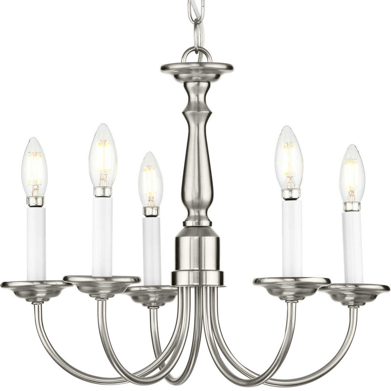 Progress Lighting P4009-09 Five Light Chandelier, Brushed Nickel