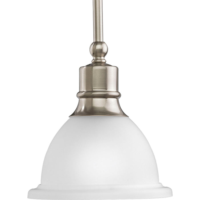 Progress Lighting P5078-09 One Light Pendant, Brushed Nickel