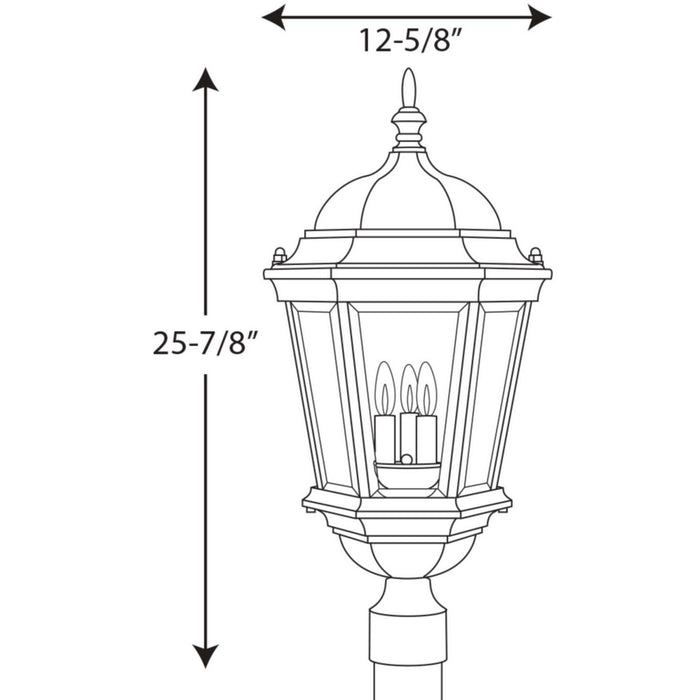 Progress Lighting P5483-31 Three Light Post Lantern, Textured Black