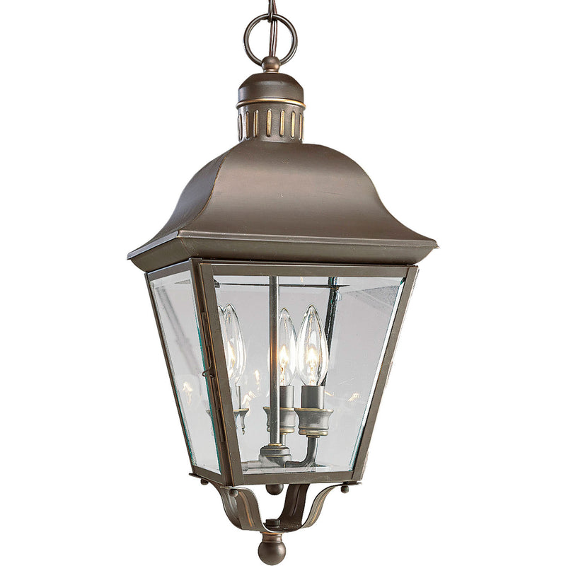 Progress Lighting P5587-20 Three Light Hanging Lantern, Antique Bronze