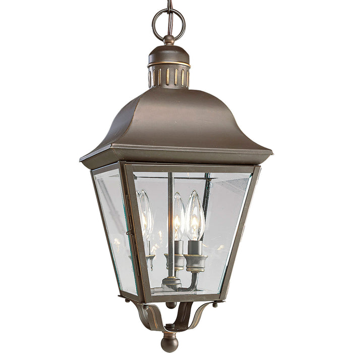Progress Lighting P5587-20 Three Light Hanging Lantern, Antique Bronze