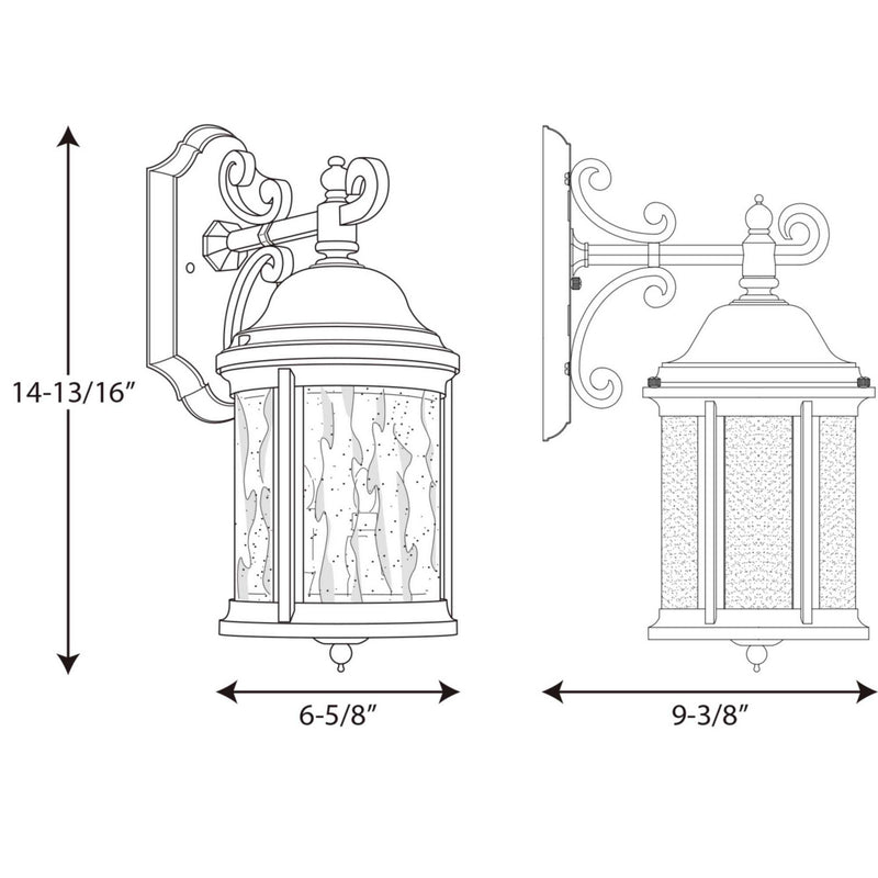 Progress Lighting P5649-31 Two Light Wall Lantern, Textured Black