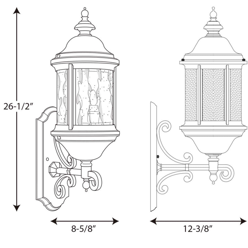 Progress Lighting P5652-31 Three Light Large Wall Lantern, Textured Black