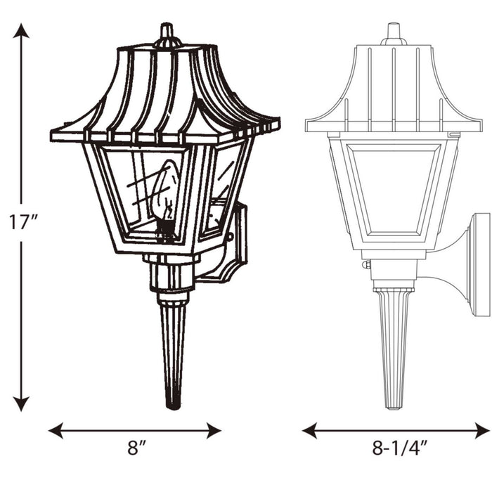 Progress Lighting P5815-31 One Light Wall Lantern, Black