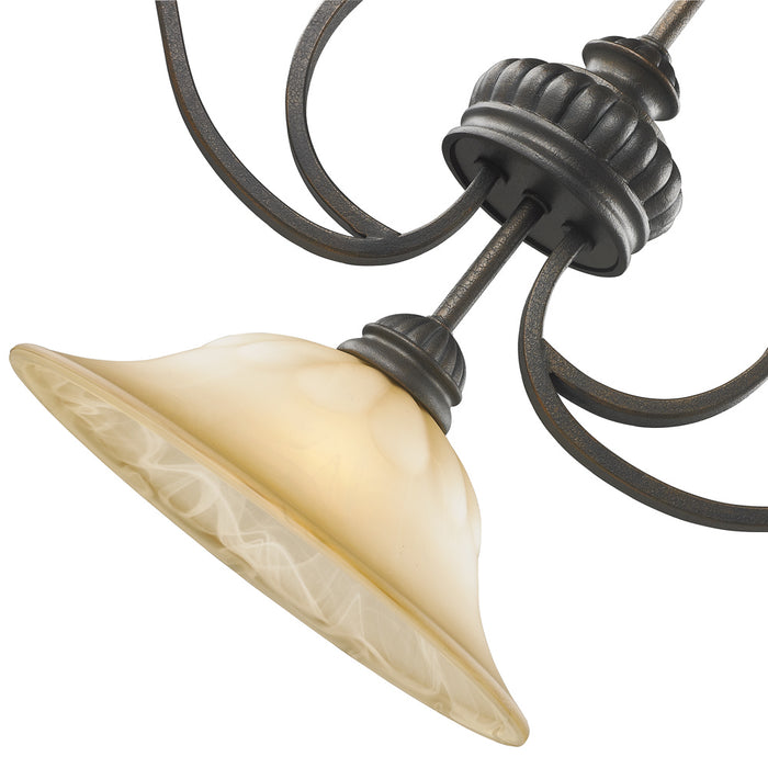 Golden 7116-10 LC Three Light Linear Pendant, Leather Crackle