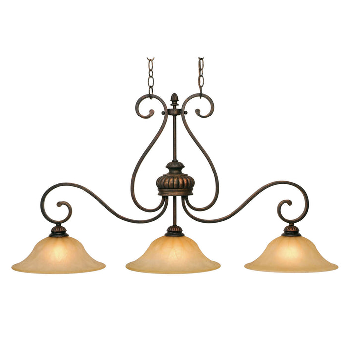 Golden 7116-10 LC Three Light Linear Pendant, Leather Crackle
