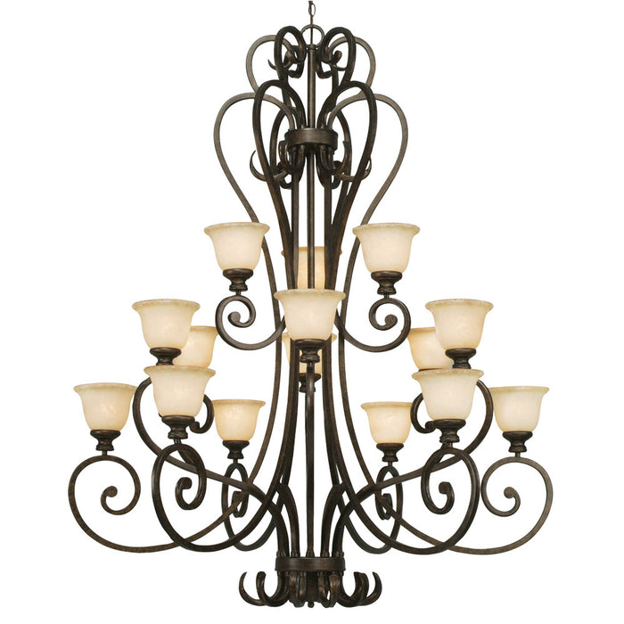 Golden 8063-15L BUS 15 Light Chandelier, Burnt Sienna