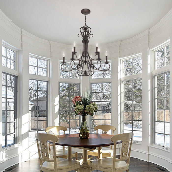 Golden 8606-CN9 RBZ Nine Light Chandelier, Rubbed Bronze
