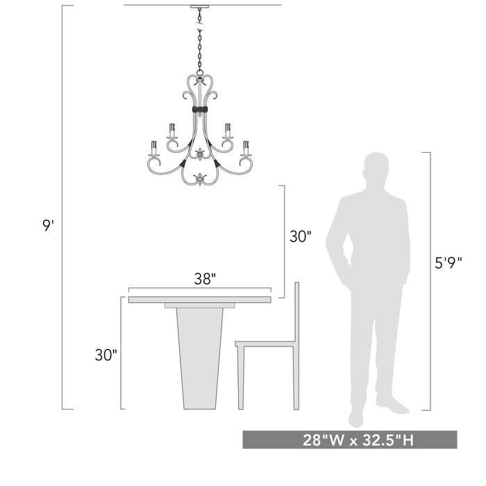 Golden 8606-CN9 RBZ Nine Light Chandelier, Rubbed Bronze