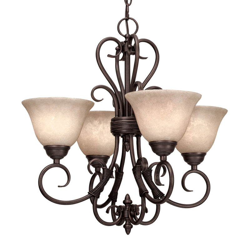Golden 8606-GM4 RBZ-TEA Four Light Mini Chandelier, Rubbed Bronze