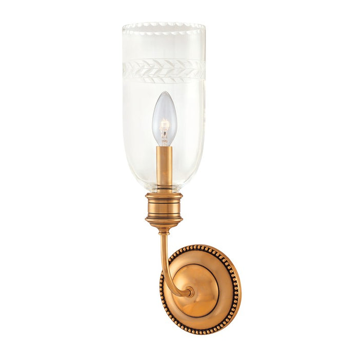 Hudson Valley 291-AGB One Light Wall Sconce, Aged Brass