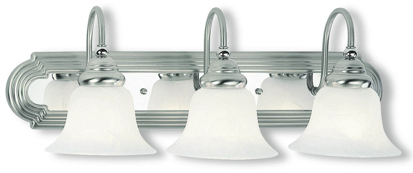 Livex Lighting 1003-95 Three Light Bath Vanity, Brushed Nickel w/ Polished Chrome