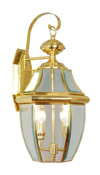 Livex Lighting 2251-02 Two Light Outdoor Wall Lantern, Polished Brass