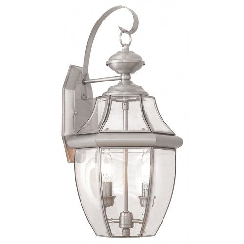 Livex Lighting 2251-91 Two Light Outdoor Wall Lantern, Brushed Nickel