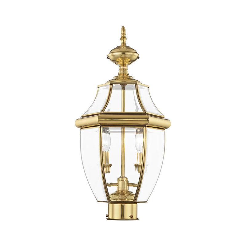Livex Lighting 2254-02 Two Light Outdoor Post Lantern, Polished Brass