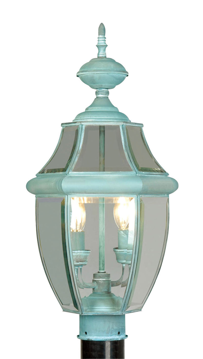 Livex Lighting 2254-06 Two Light Outdoor Post Lantern, Verdigris