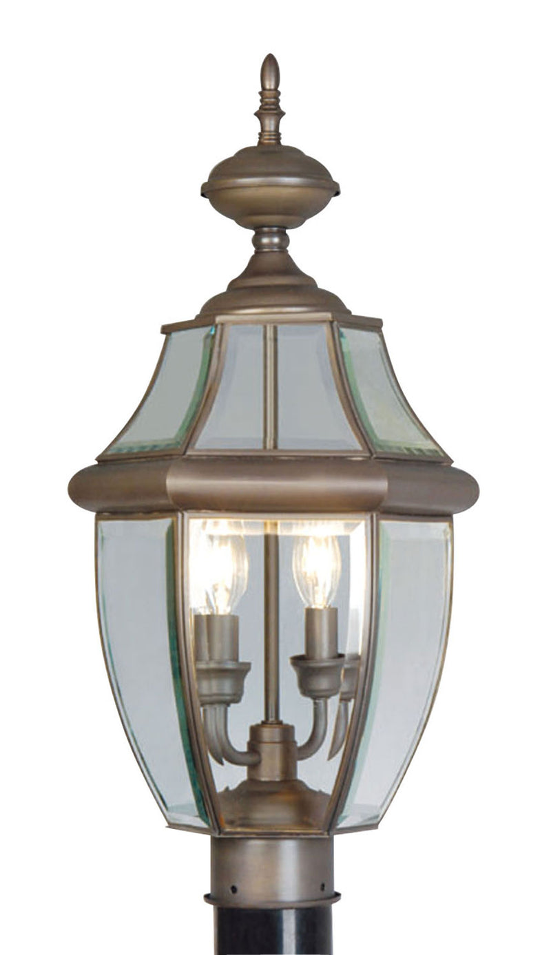 Livex Lighting 2254-07 Two Light Outdoor Post Lantern, Bronze