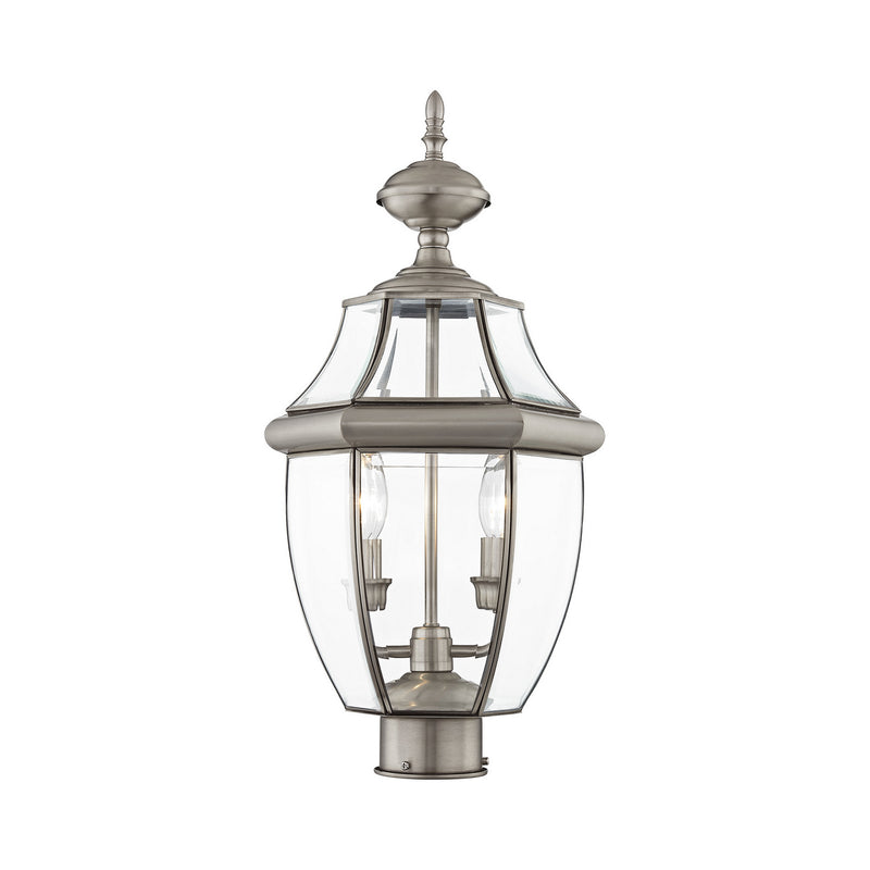 Livex Lighting 2254-91 Two Light Outdoor Post Lantern, Brushed Nickel