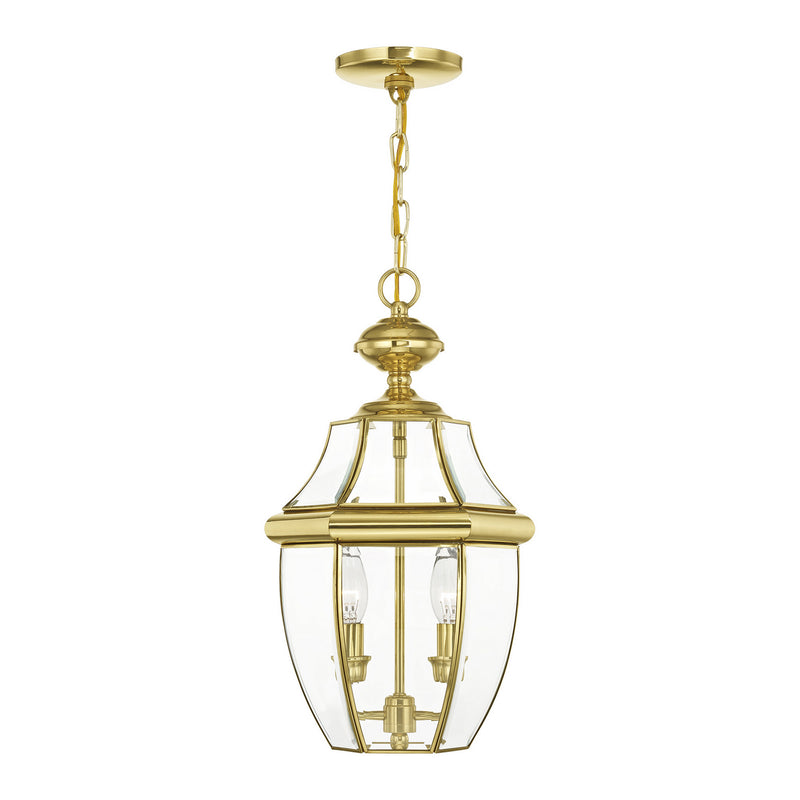 Livex Lighting 2255-02 Two Light Outdoor Pendant, Polished Brass