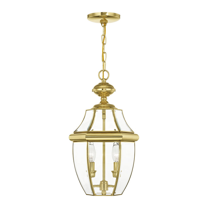 Livex Lighting 2255-02 Two Light Outdoor Pendant, Polished Brass
