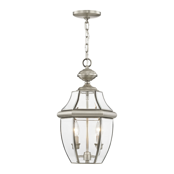 Livex Lighting 2255-91 Two Light Outdoor Pendant, Brushed Nickel