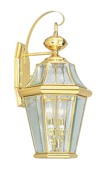 Livex Lighting 2261-02 Two Light Outdoor Wall Lantern, Polished Brass