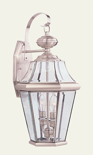 Livex Lighting 2261-91 Two Light Outdoor Wall Lantern, Brushed Nickel