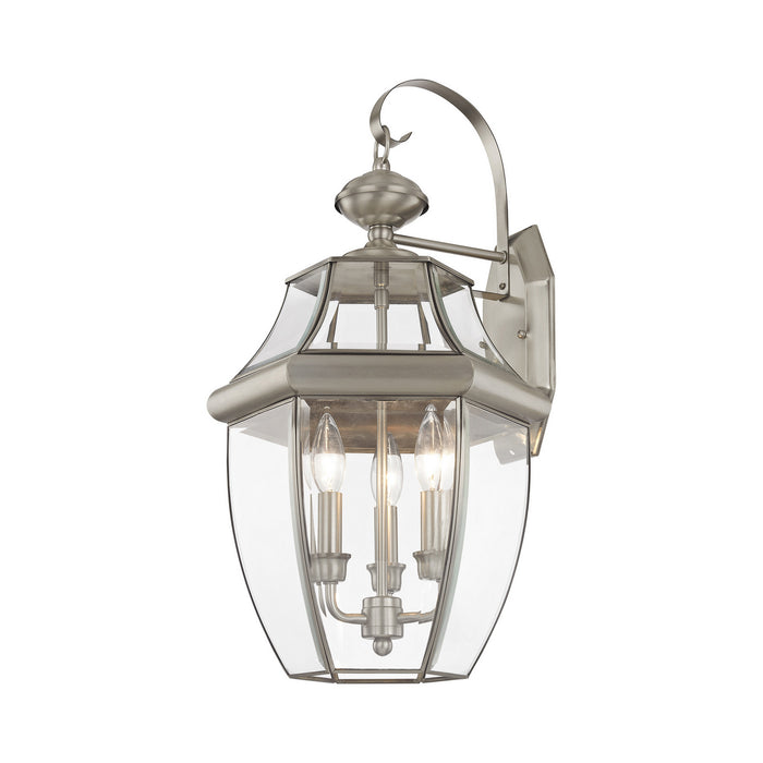 Livex Lighting 2351-91 Three Light Outdoor Wall Lantern, Brushed Nickel
