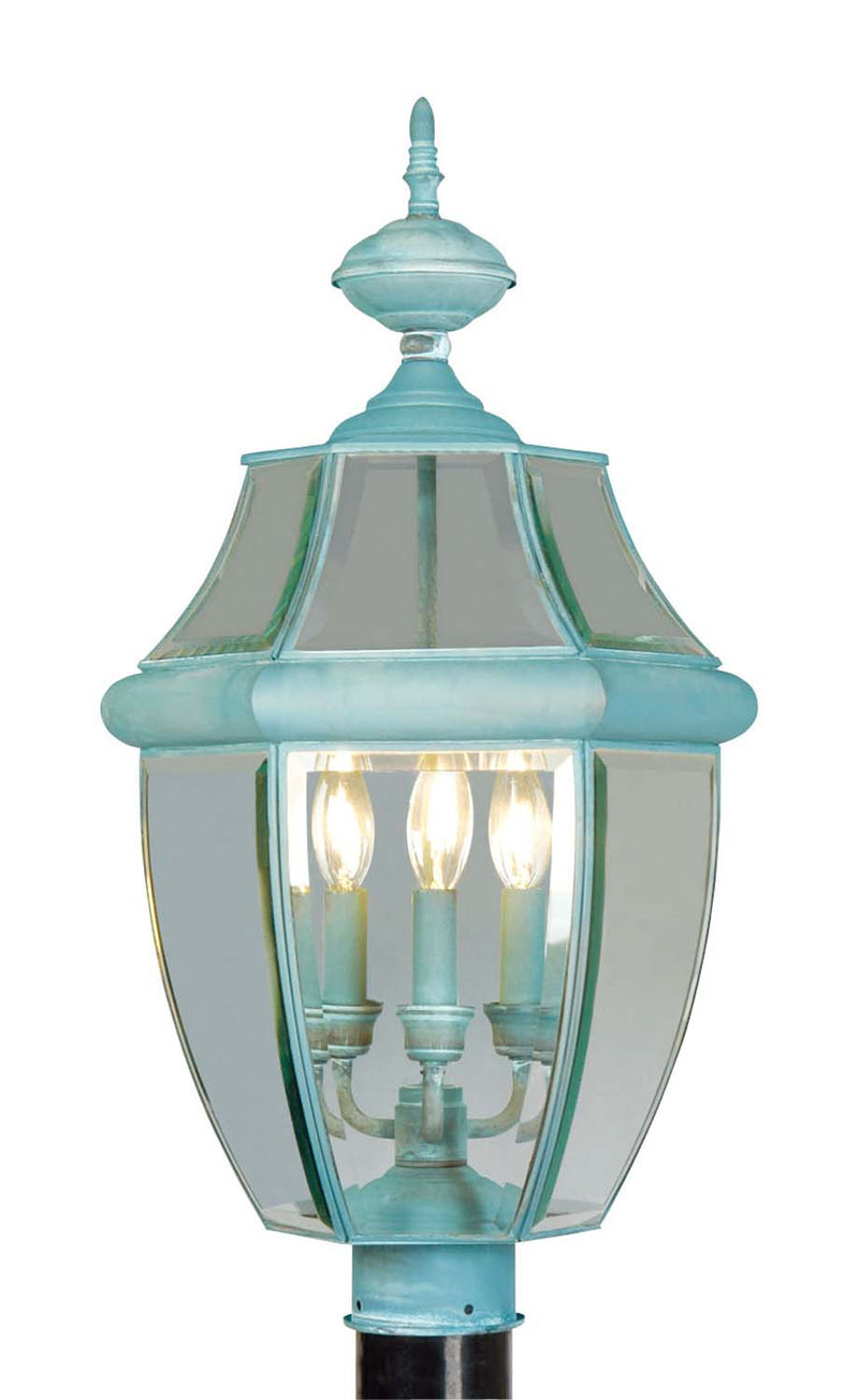 Livex Lighting 2354-06 Three Light Post-Top Lanterm, Verdigris