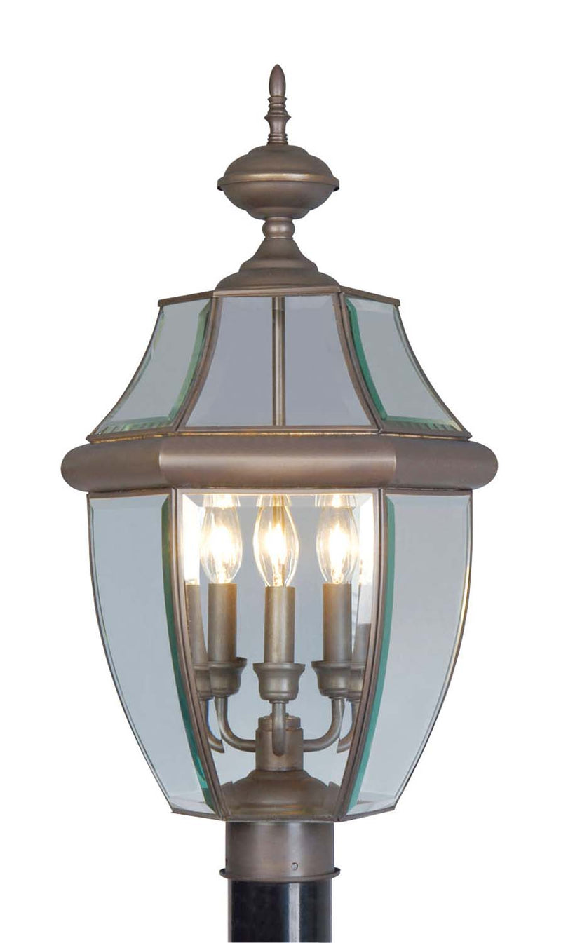 Livex Lighting 2354-07 Three Light Post-Top Lanterm, Bronze