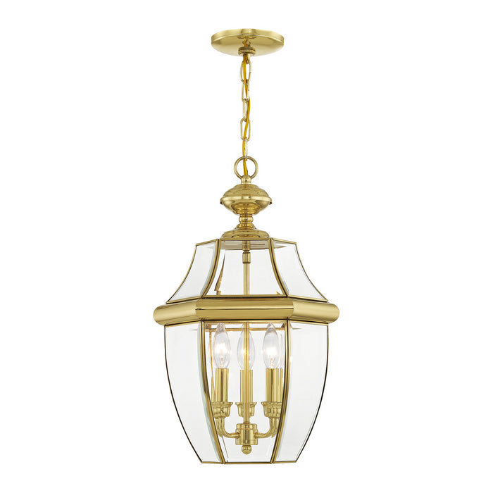 Livex Lighting 2355-02 Three Light Outdoor Pendant, Polished Brass