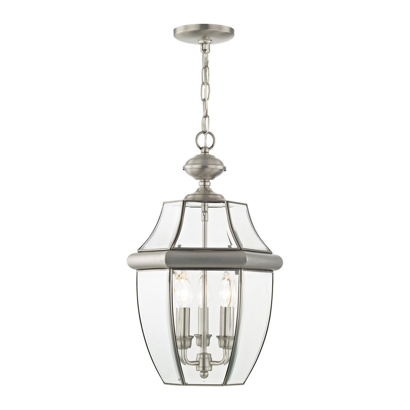 Livex Lighting 2355-91 Three Light Outdoor Pendant, Brushed Nickel