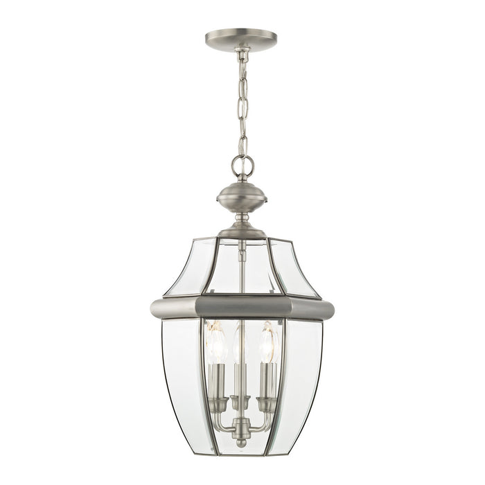 Livex Lighting 2355-91 Three Light Outdoor Pendant, Brushed Nickel