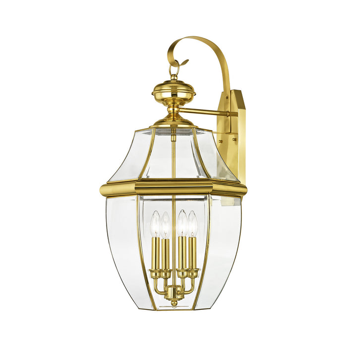 Livex Lighting 2356-02 Four Light Outdoor Wall Lantern, Polished Brass