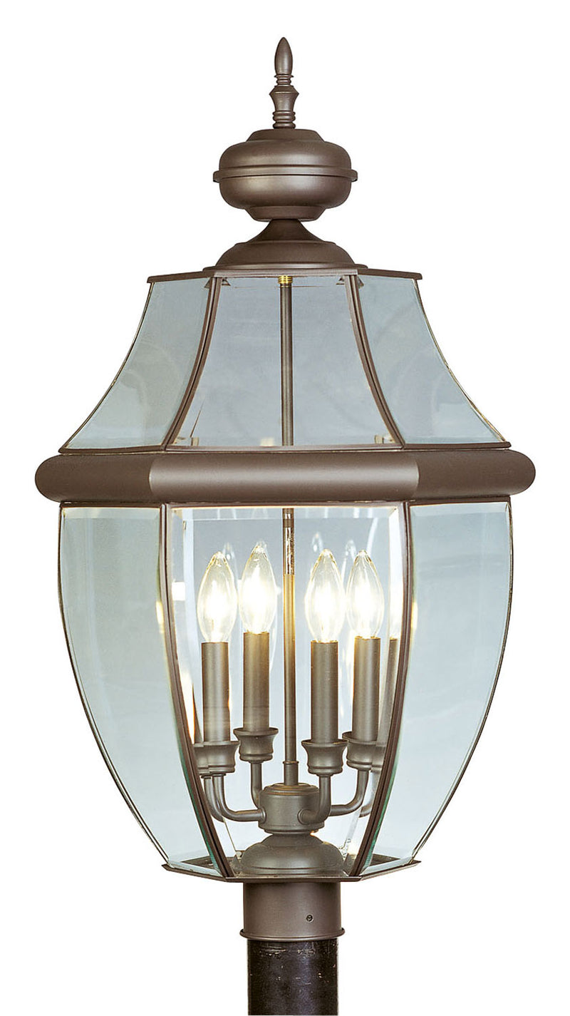 Livex Lighting 2358-07 Four Light Outdoor Post Lantern, Bronze