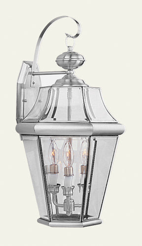 Livex Lighting 2361-91 Three Light Outdoor Wall Lantern, Brushed Nickel
