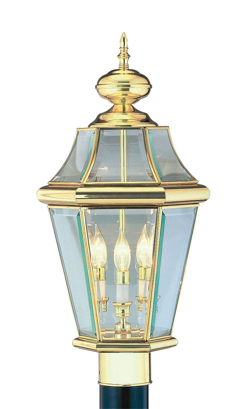 Livex Lighting 2364-02 Three Light Post-Top Lanterm, Polished Brass