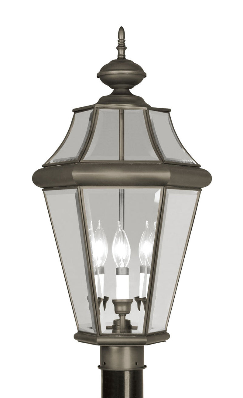 Livex Lighting 2364-07 Three Light Post-Top Lanterm, Bronze