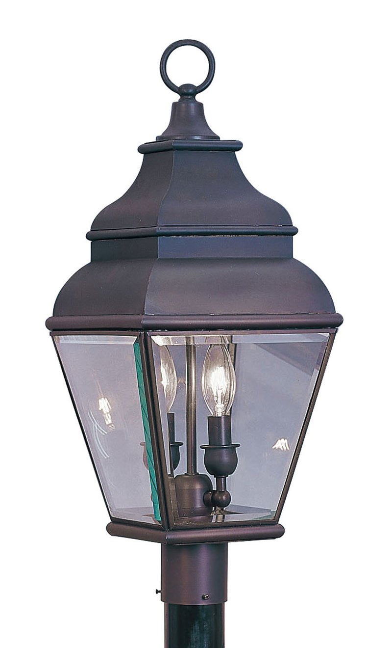 Livex Lighting 2592-07 Two Light Outdoor Post Lantern, Bronze