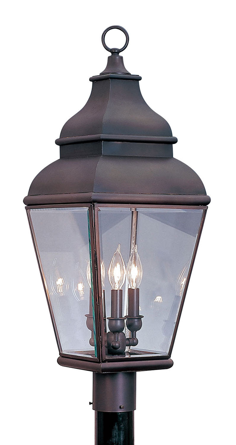 Livex Lighting 2594-07 Three Light Post-Top Lanterm, Bronze