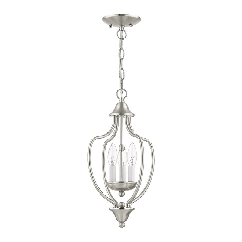 Livex Lighting 4170-91 Three Light Mini Chandelier/Ceiling Mount, Brushed Nickel