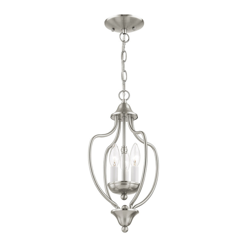 Livex Lighting 4170-91 Three Light Mini Chandelier/Ceiling Mount, Brushed Nickel