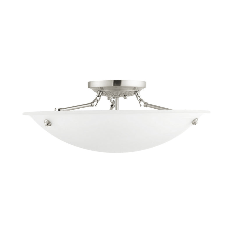 Livex Lighting 4274-91 Three Light Ceiling Mount, Brushed Nickel