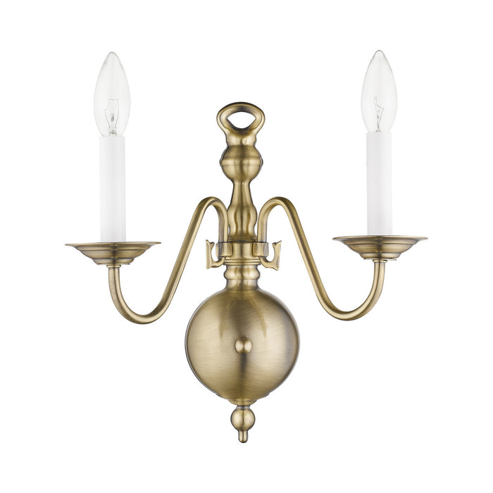 Livex Lighting 5002-01 Two Light Wall Sconce, Antique Brass