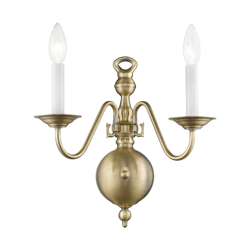 Livex Lighting 5002-01 Two Light Wall Sconce, Antique Brass