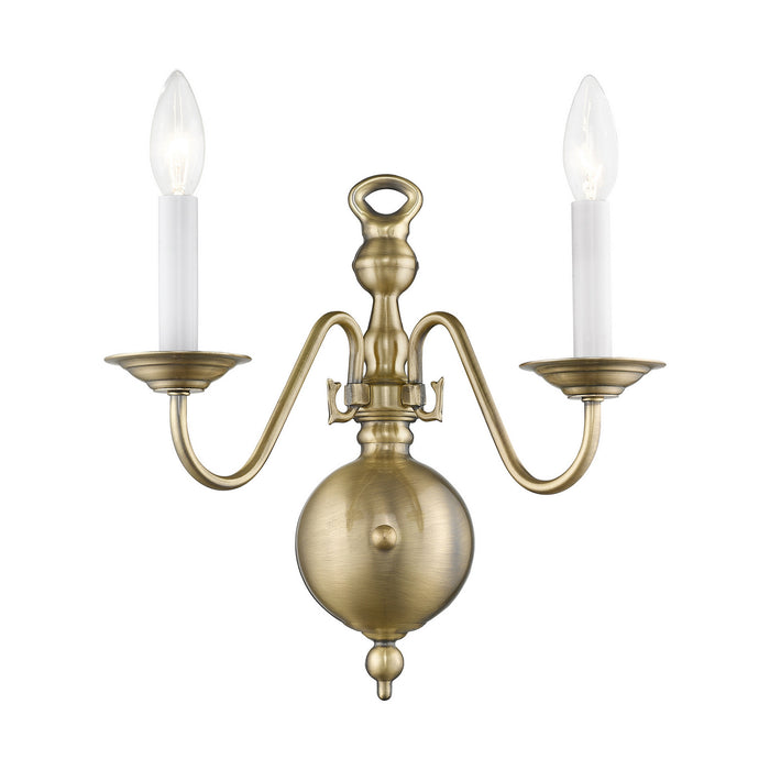 Livex Lighting 5002-01 Two Light Wall Sconce, Antique Brass