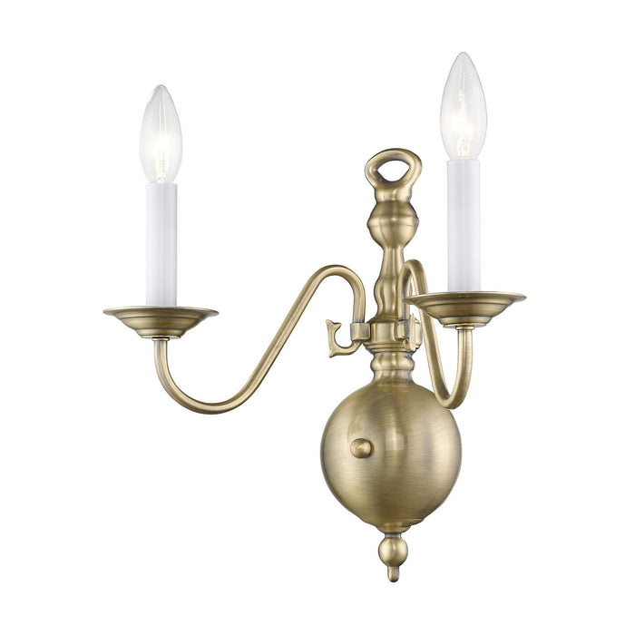 Livex Lighting 5002-01 Two Light Wall Sconce, Antique Brass