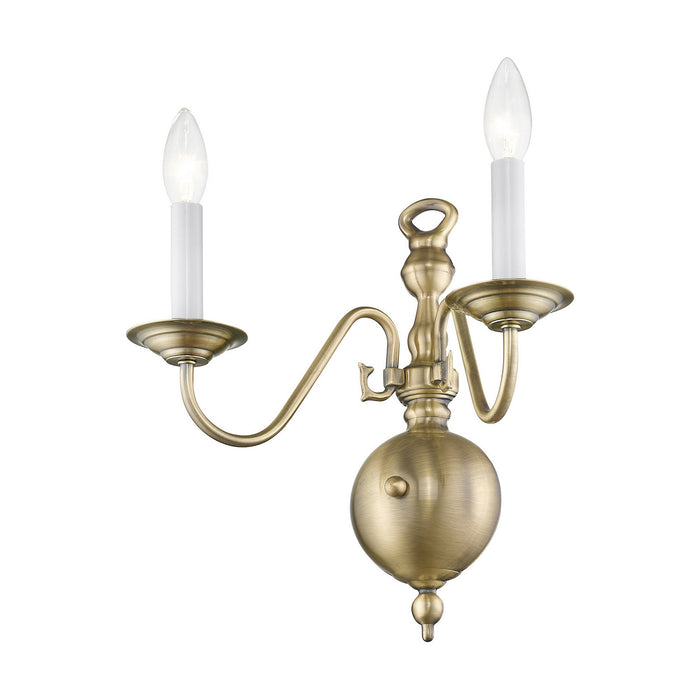 Livex Lighting 5002-01 Two Light Wall Sconce, Antique Brass