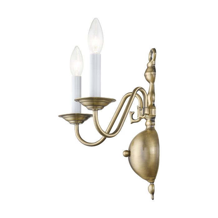 Livex Lighting 5002-01 Two Light Wall Sconce, Antique Brass