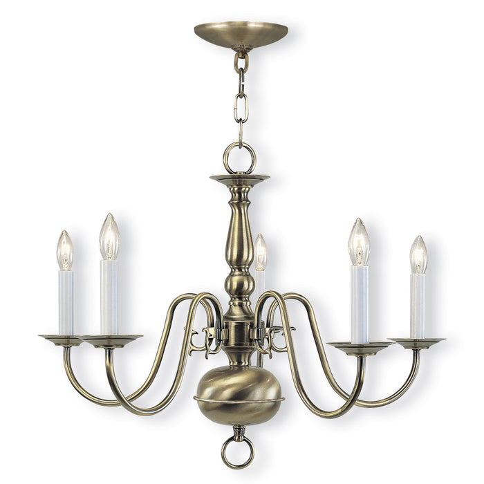 Livex Lighting 5005-01 Five Light Chandelier, Antique Brass